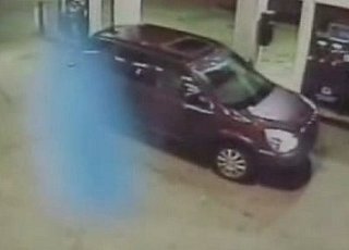 Gas Station Surveillance Camera Catches Ghost on Tape